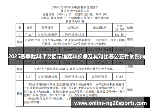 2025赛季裁判评议揭示错漏判现象及其对比赛公正性的影响